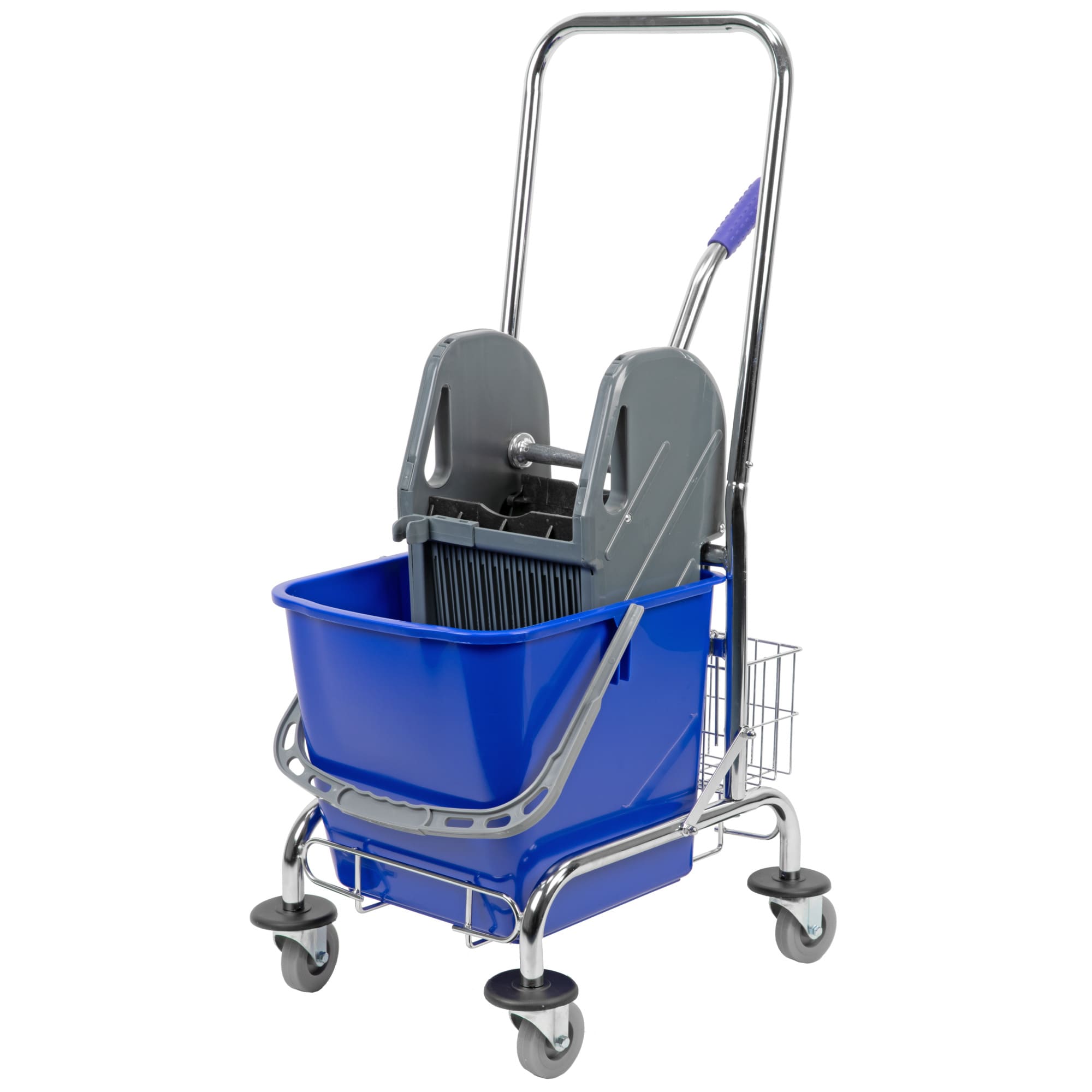 Wózek do sprzątania z prasą i uchwytem CleanPRO, niebieski, 25l