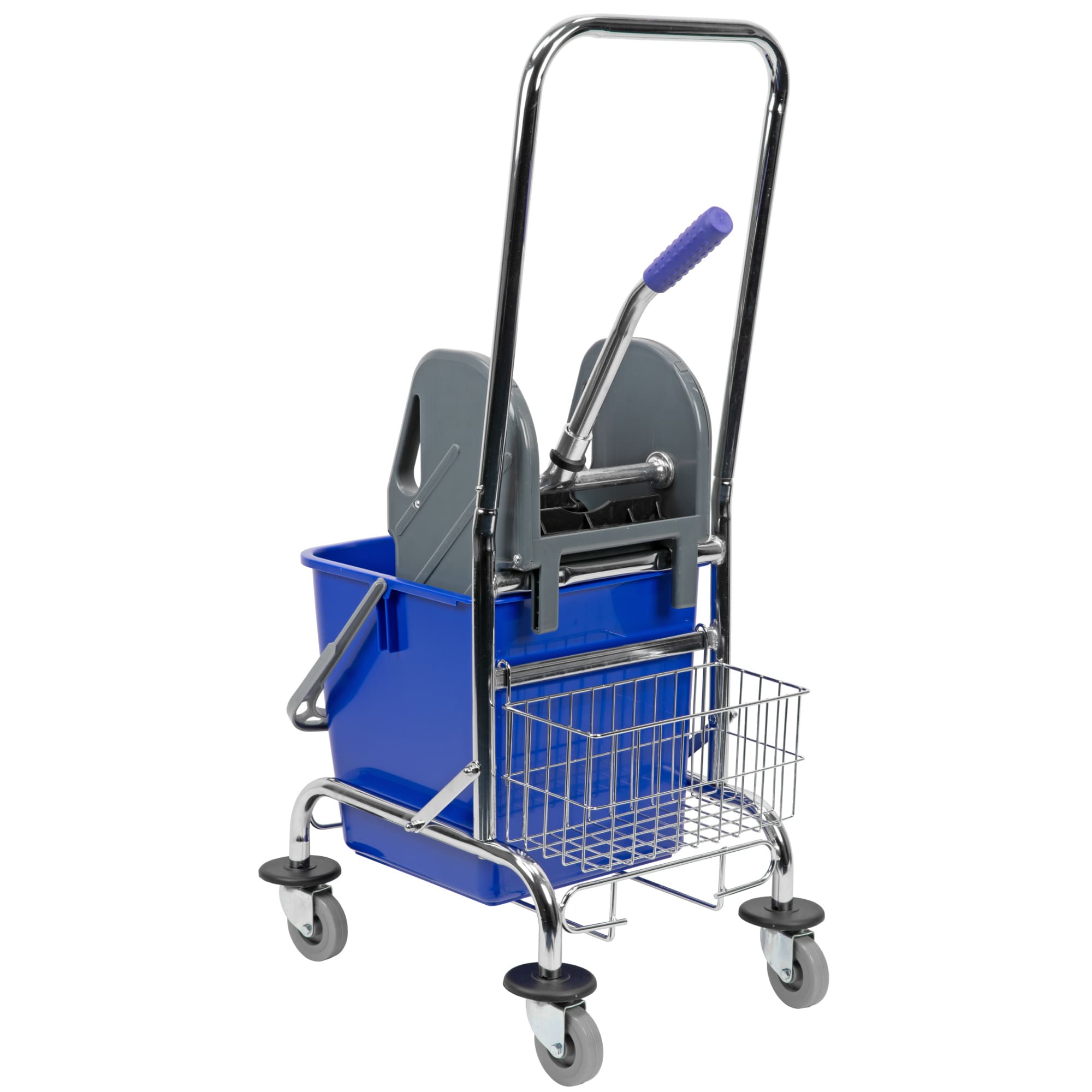 Wózek do sprzątania z prasą i uchwytem CleanPRO, niebieski, 25l