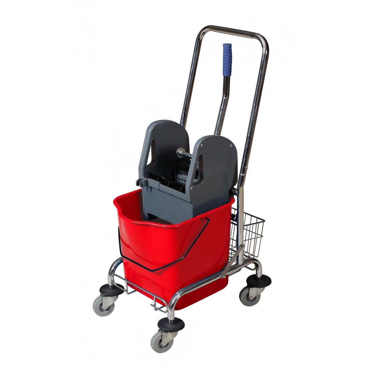 Wózek do sprzątania z prasą i uchwytem CleanPRO, czerwony, 25l