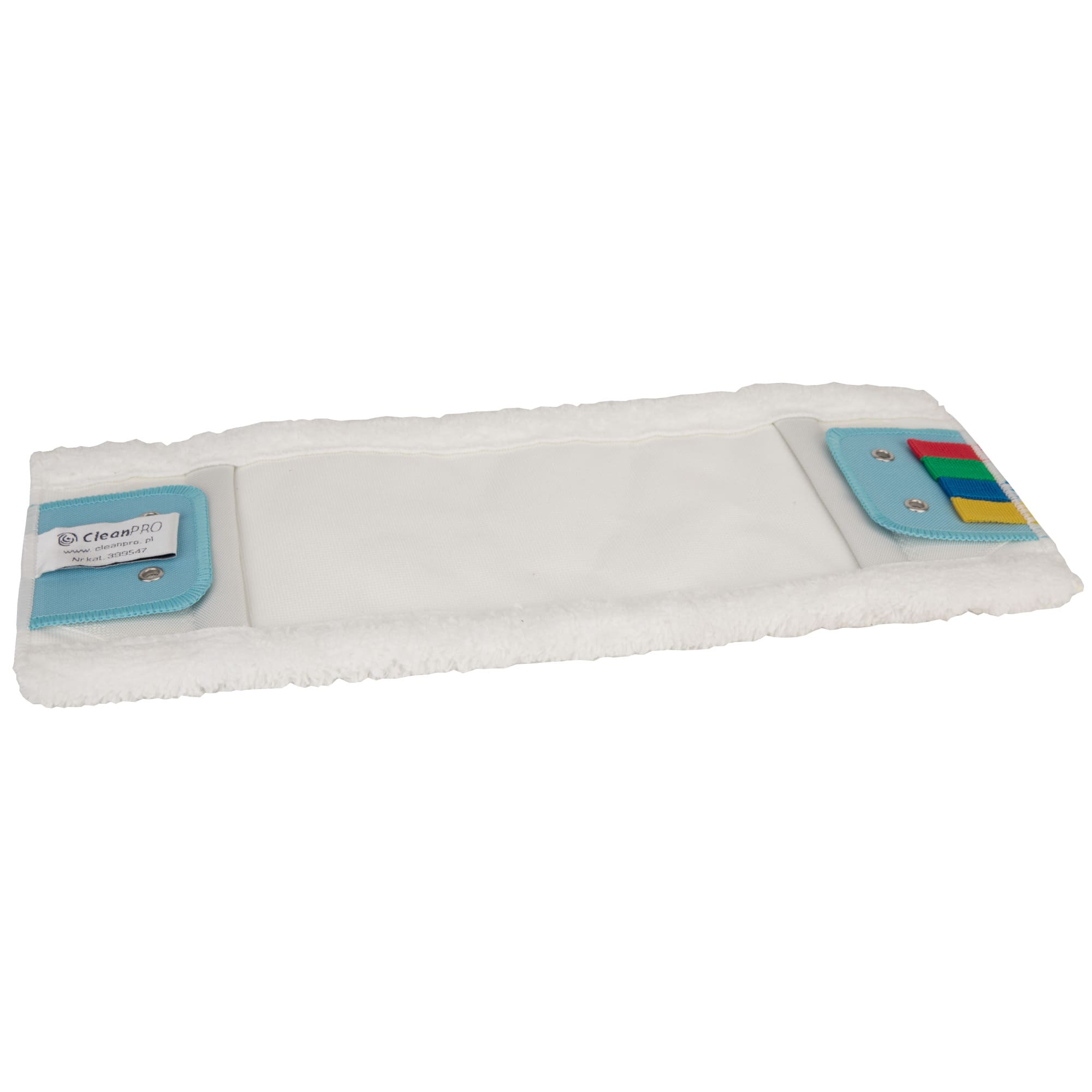 Mop płaski CleanPRO DUO 21, kieszeniowy, biały, 40cm