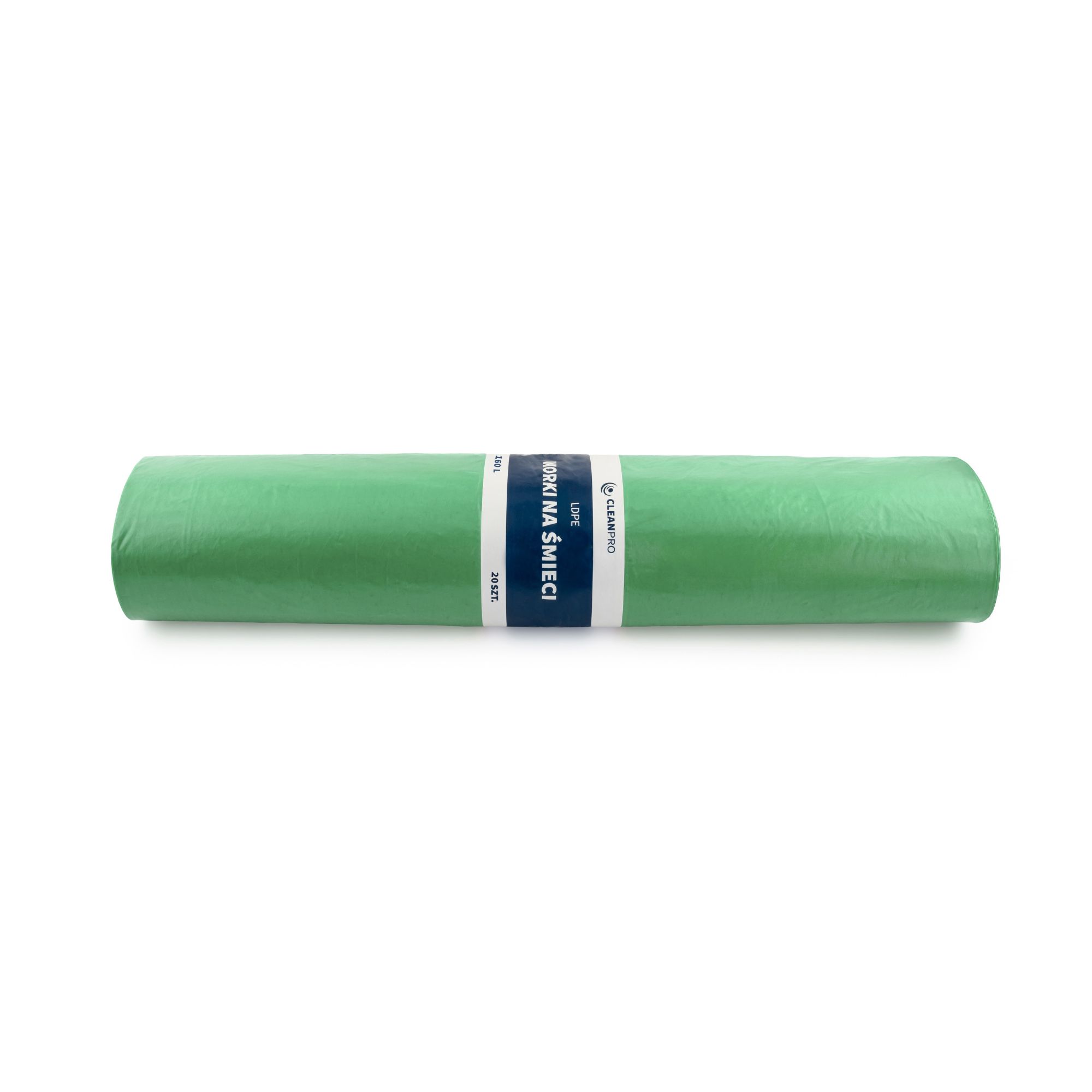 Worki na śmieci CleanPRO, 160l, zielone, LDPE, 20 sztuk
