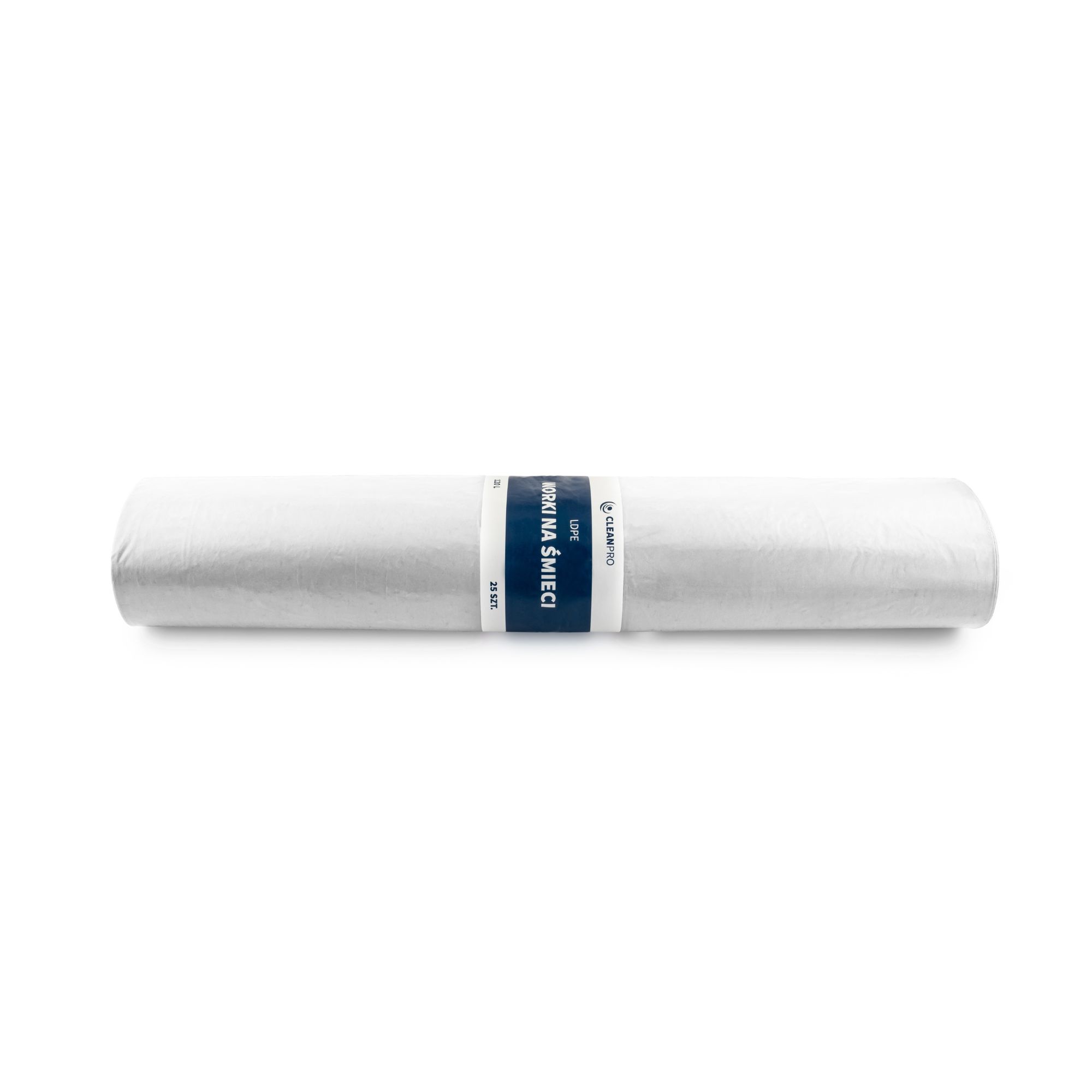 Worki na śmieci CleanPRO, 120l, bezbarwne, LDPE, 25 sztuk