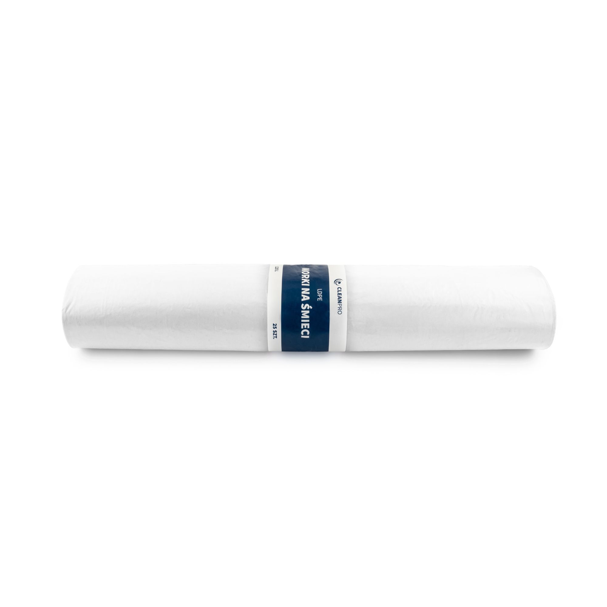 Worki na śmieci CleanPRO, 120l, białe, LDPE, 25 sztuk