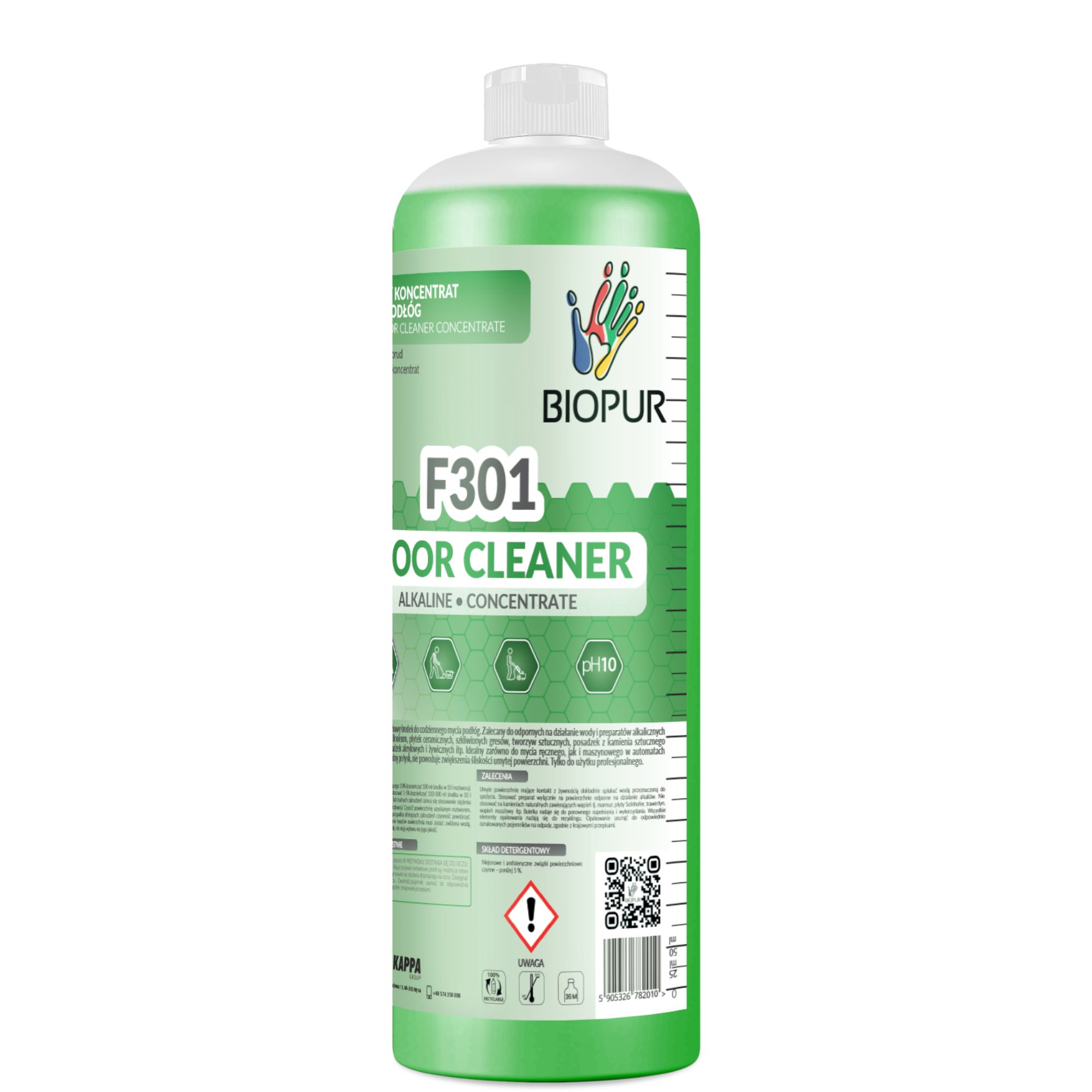 Alkaliczny koncentrat do mycia podłóg Biopur F301, 1l