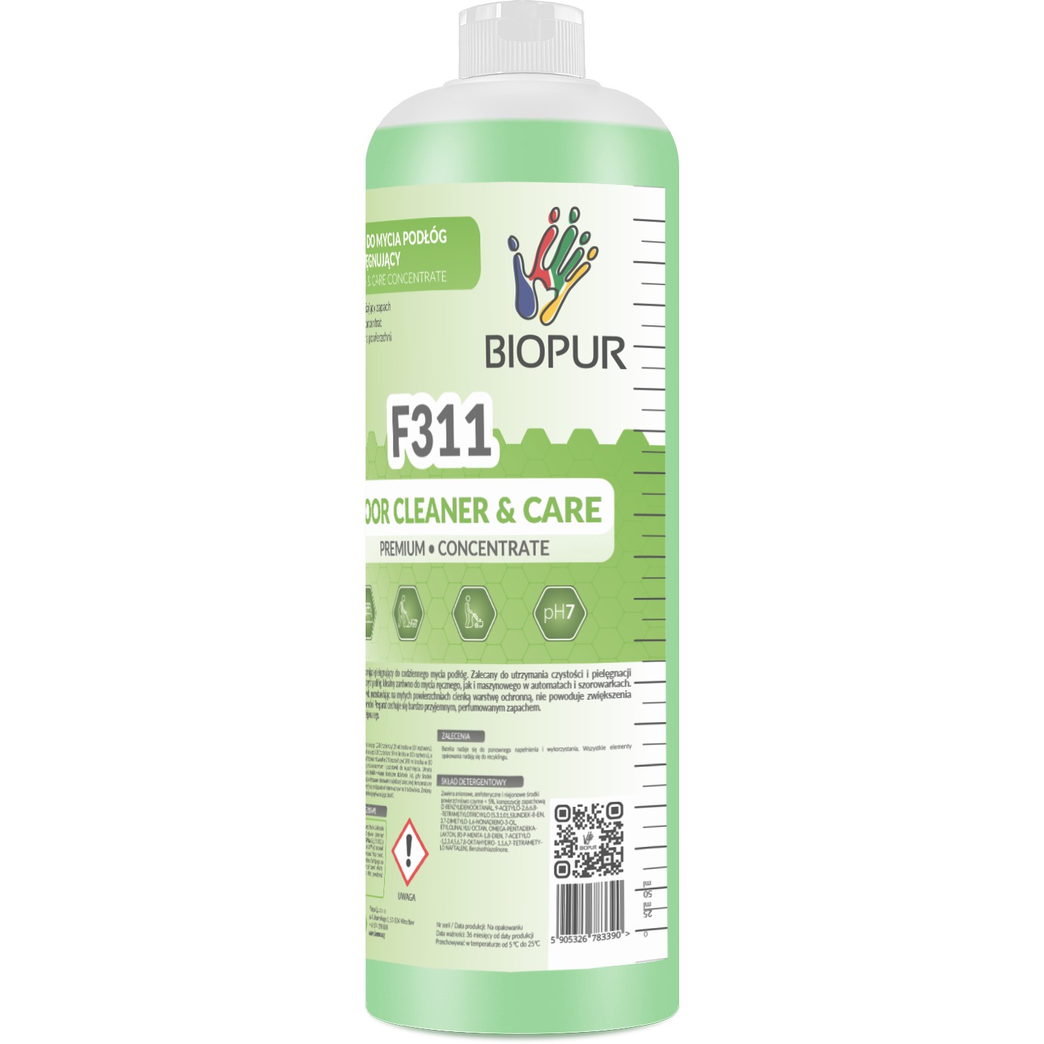 Środek myjąco-pielęgnujący do codziennego mycia podłóg Biopur F311, 1l