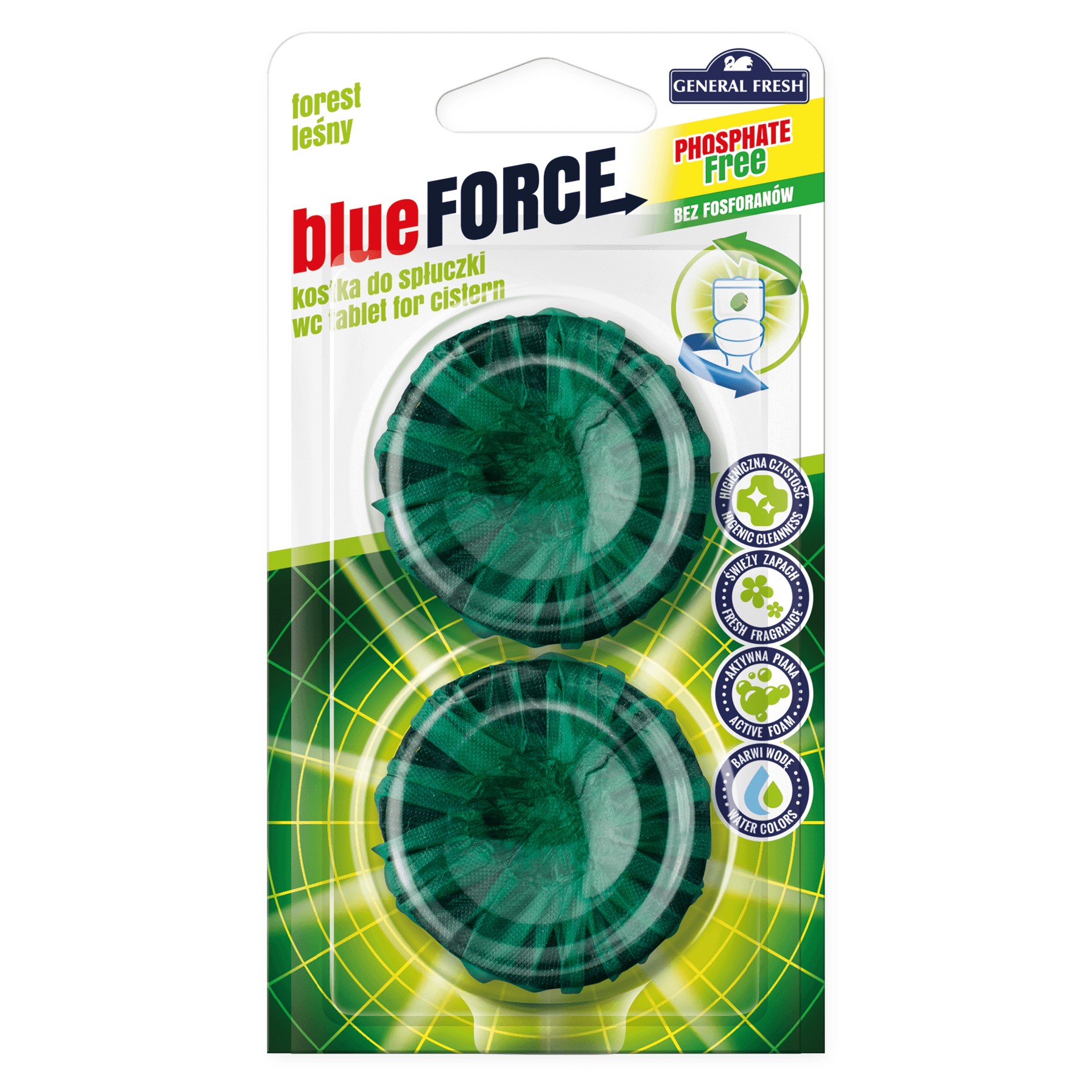 Kostka do spłuczki General Fresh Blu Force, mix, 2x50g