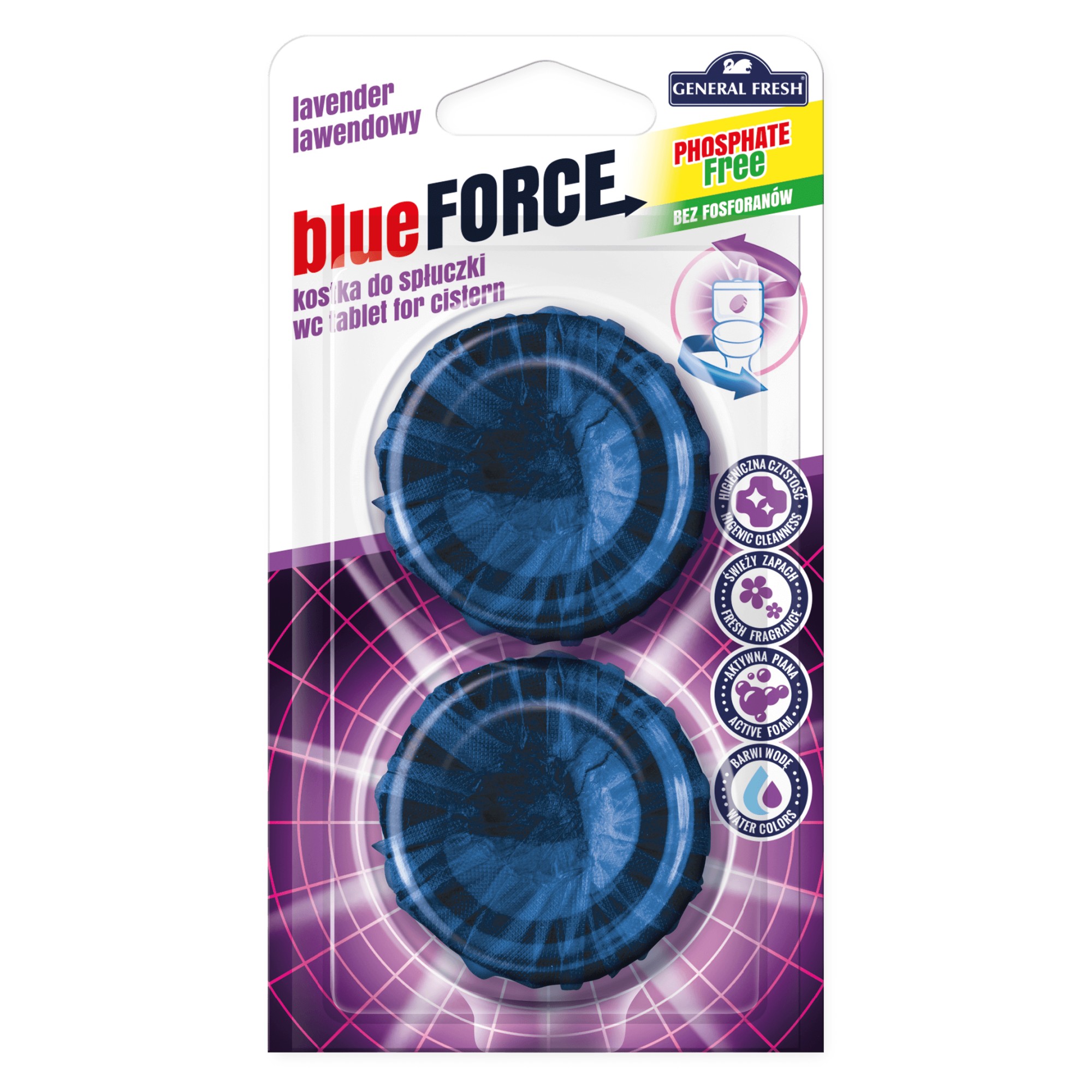 Kostka do spłuczki General Fresh Blu Force, mix, 2x50g