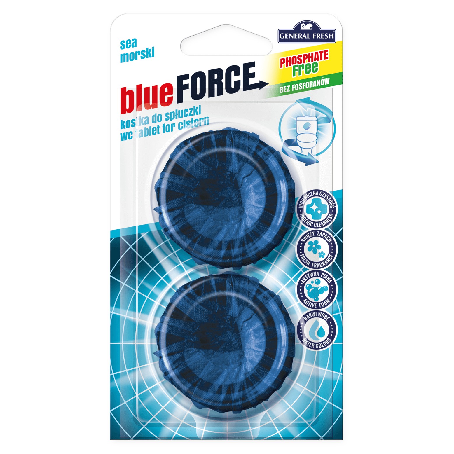 Kostka do spłuczki General Fresh Blu Force, mix, 2x50g