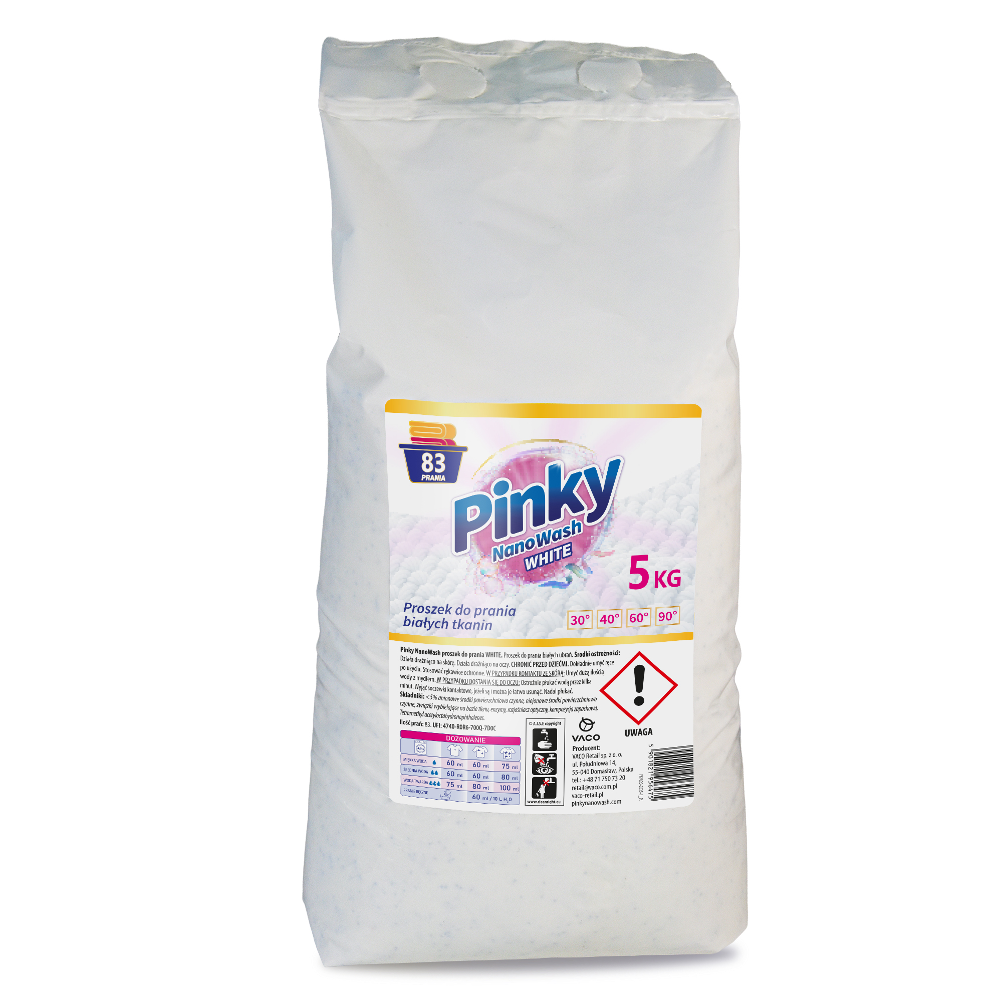 Proszek do prania Pinky NanoWash White, 5kg