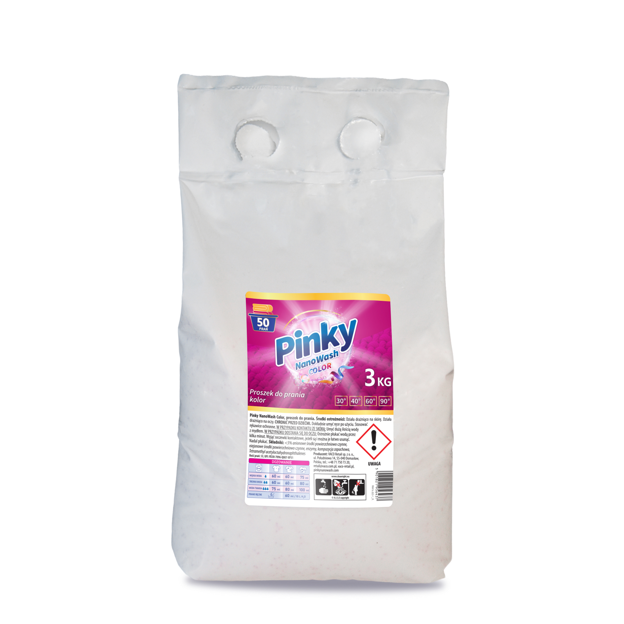 Proszek do prania Pinky NanoWash Color,  3kg