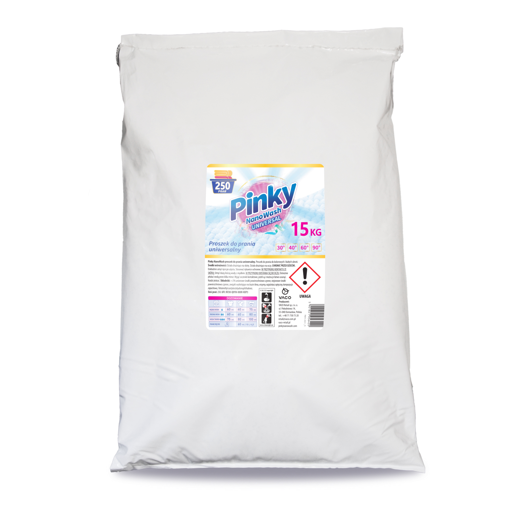 Proszek do prania Pinky NanoWash Universal, 15kg