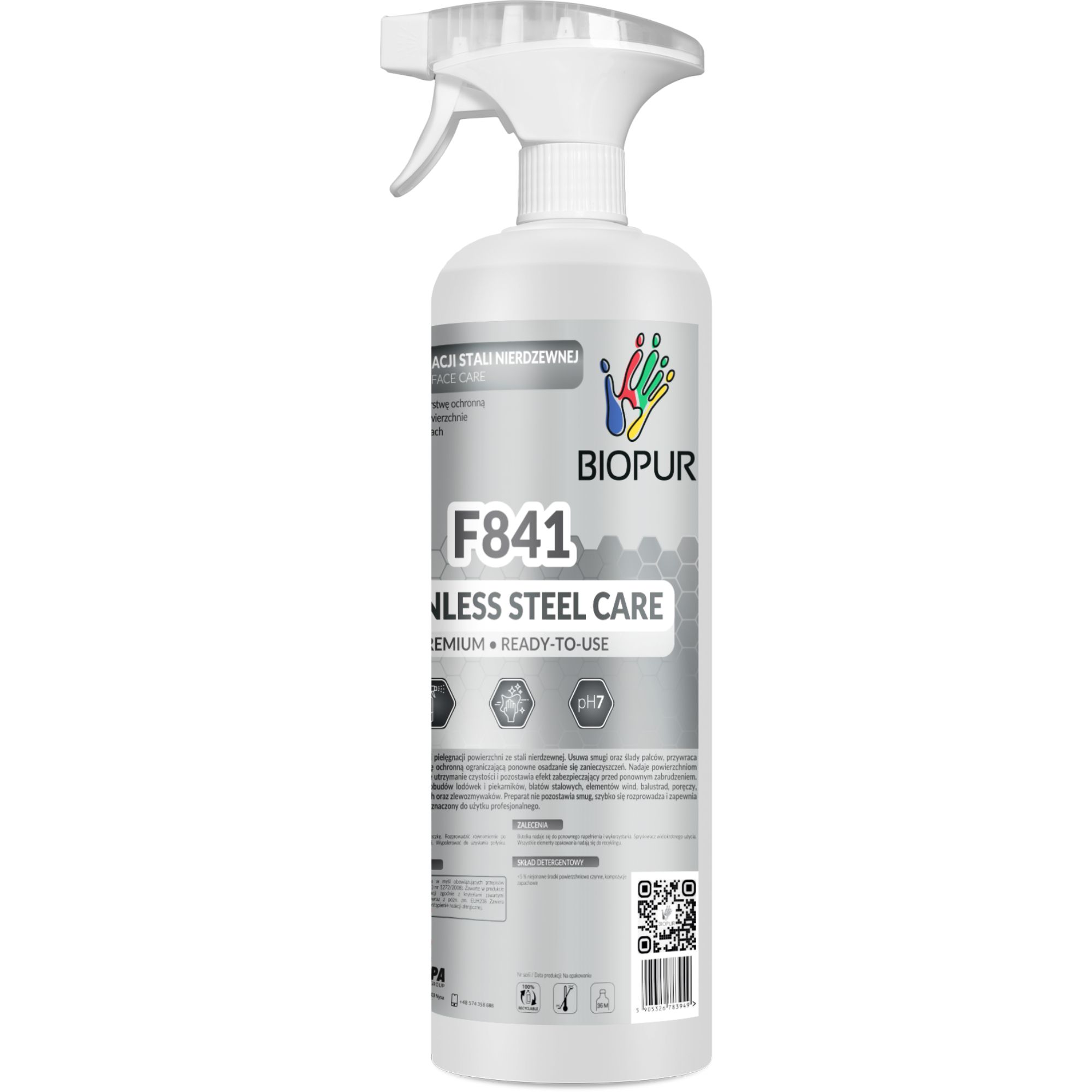 Płyn do pielęgnacji stali nierdzewnej Biopur F841, 1l
