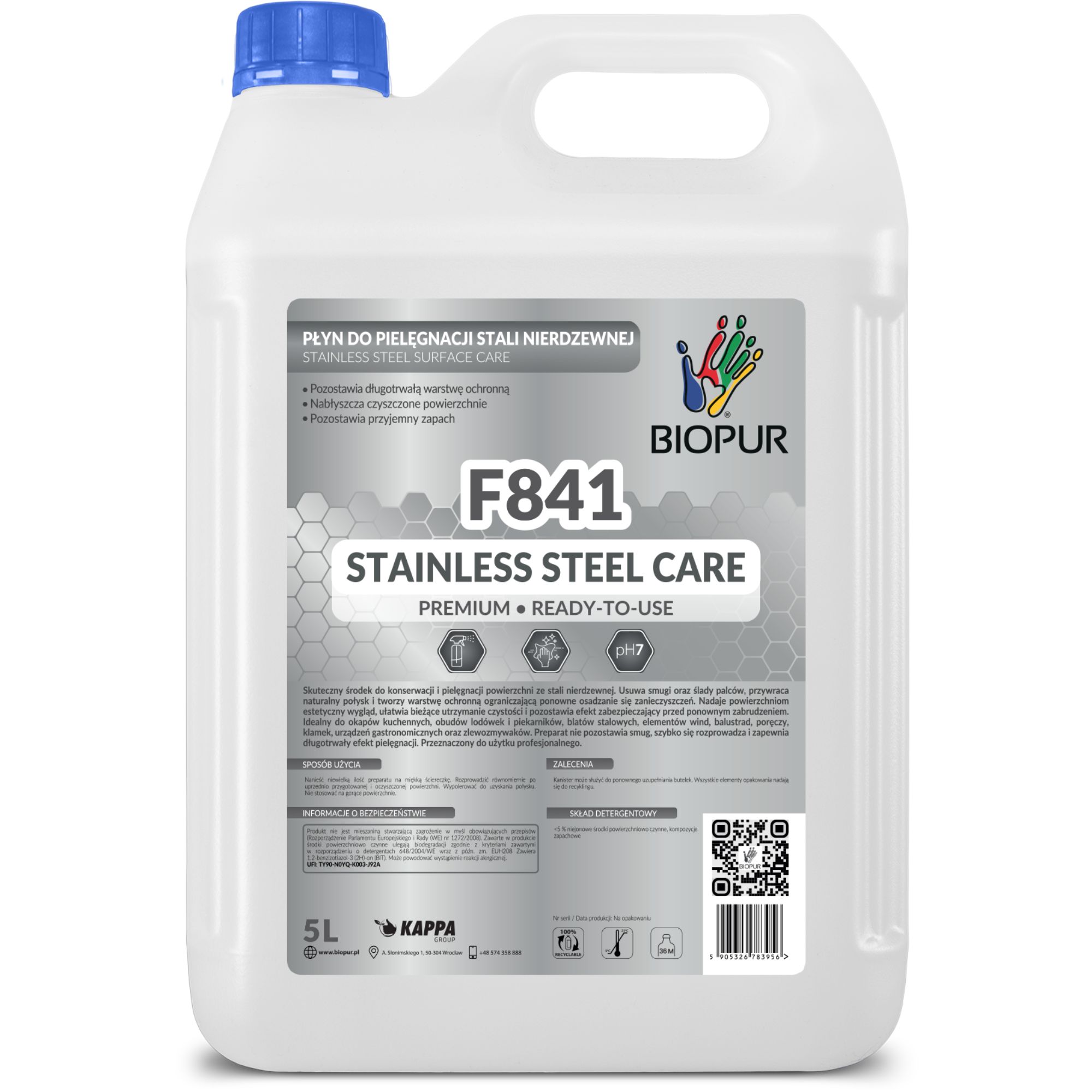 Płyn do pielęgnacji stali nierdzewnej Biopur F841, 5l