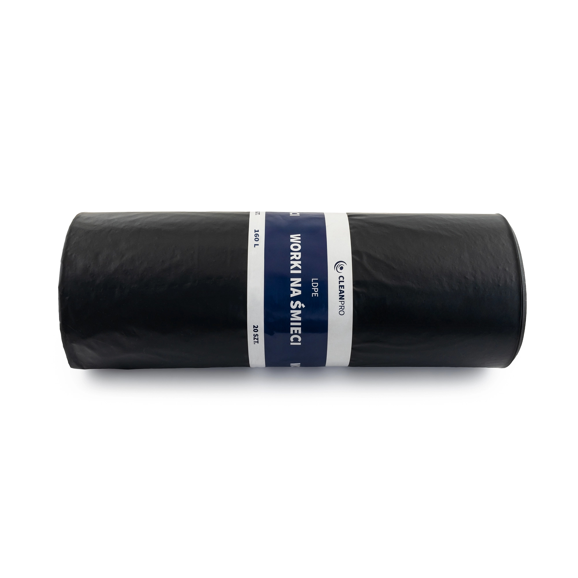 Worki na śmieci CleanPRO, 160l, czarne, LDPE, 20 sztuk