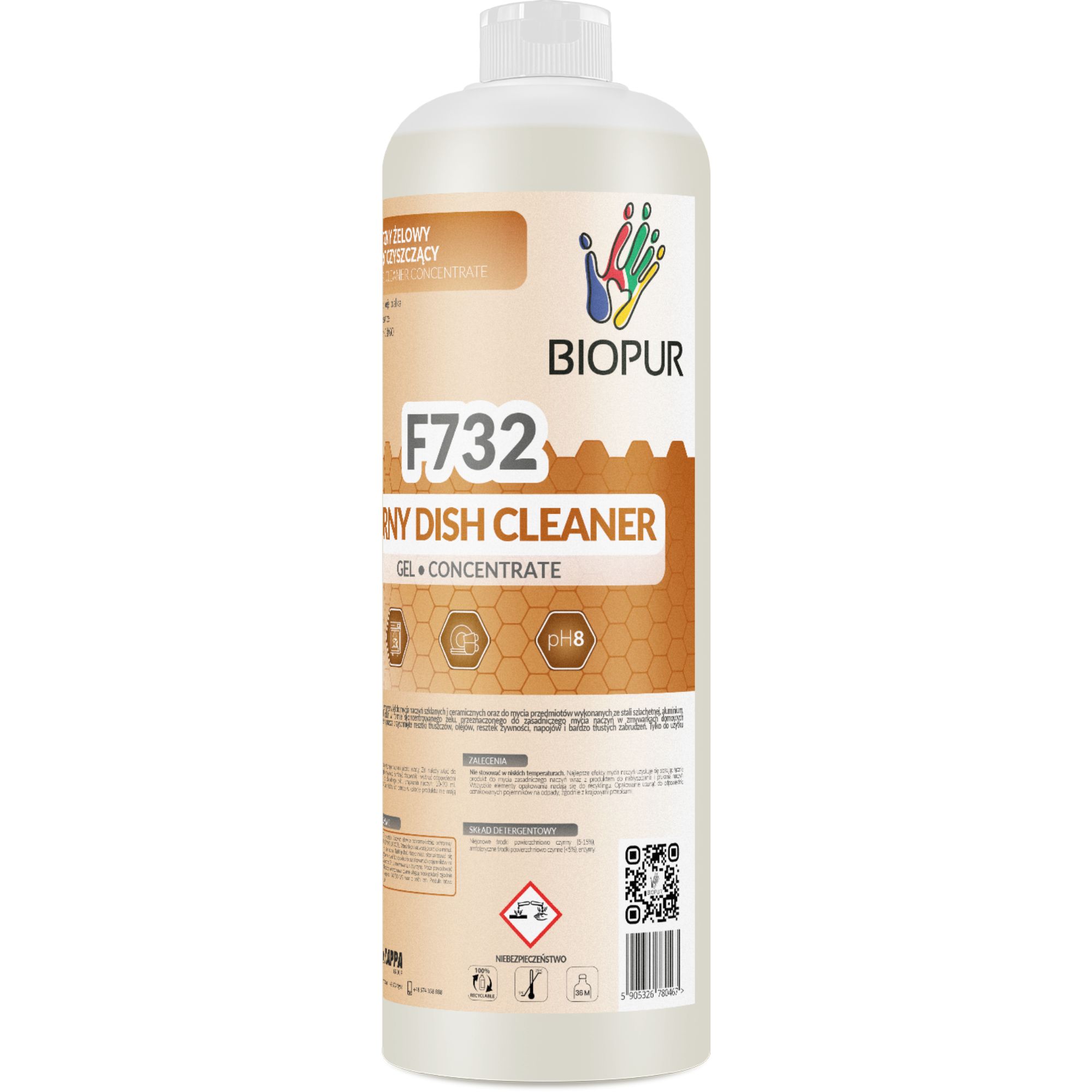 Enzymatyczny żel do mycia naczyń Biopur F732, 1l