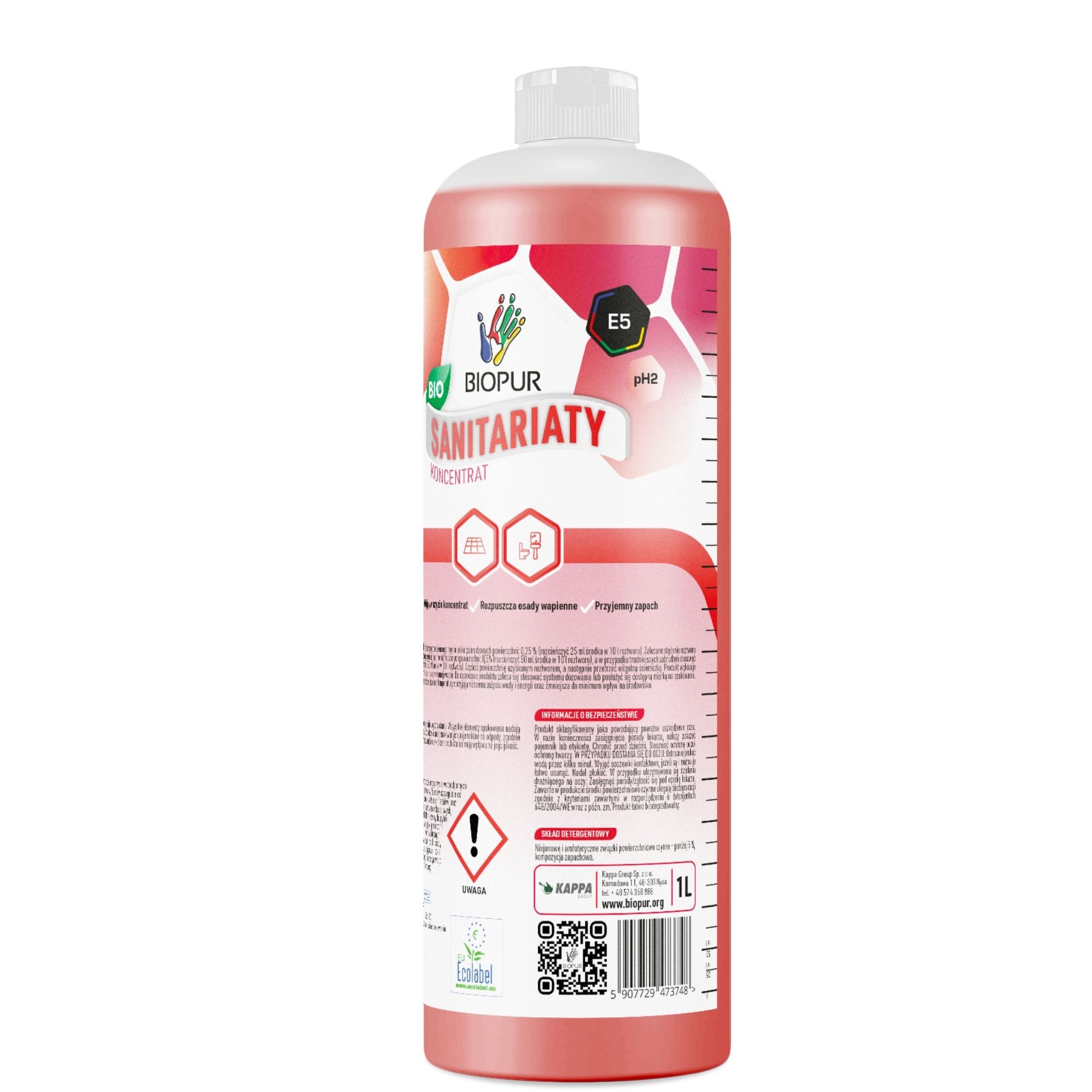 Ekologiczny uniwersalny koncentrat do mycia sanitariatów Biopur E5, 1l
