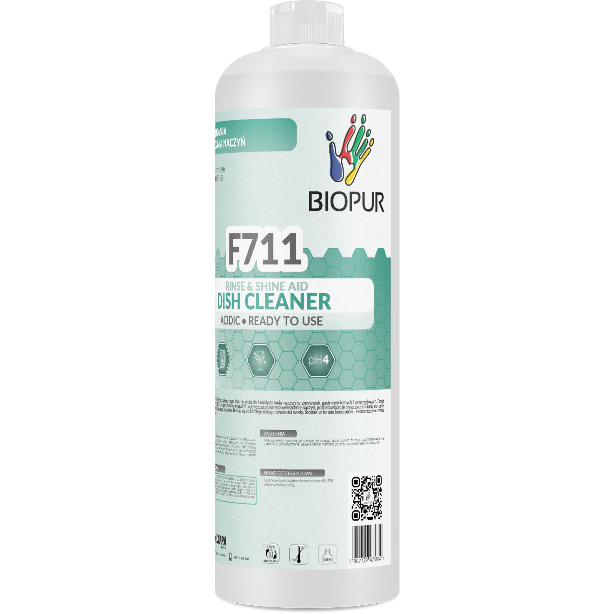 Płyn do płukania i nabłyszczania naczyń Biopur F711, 1l
