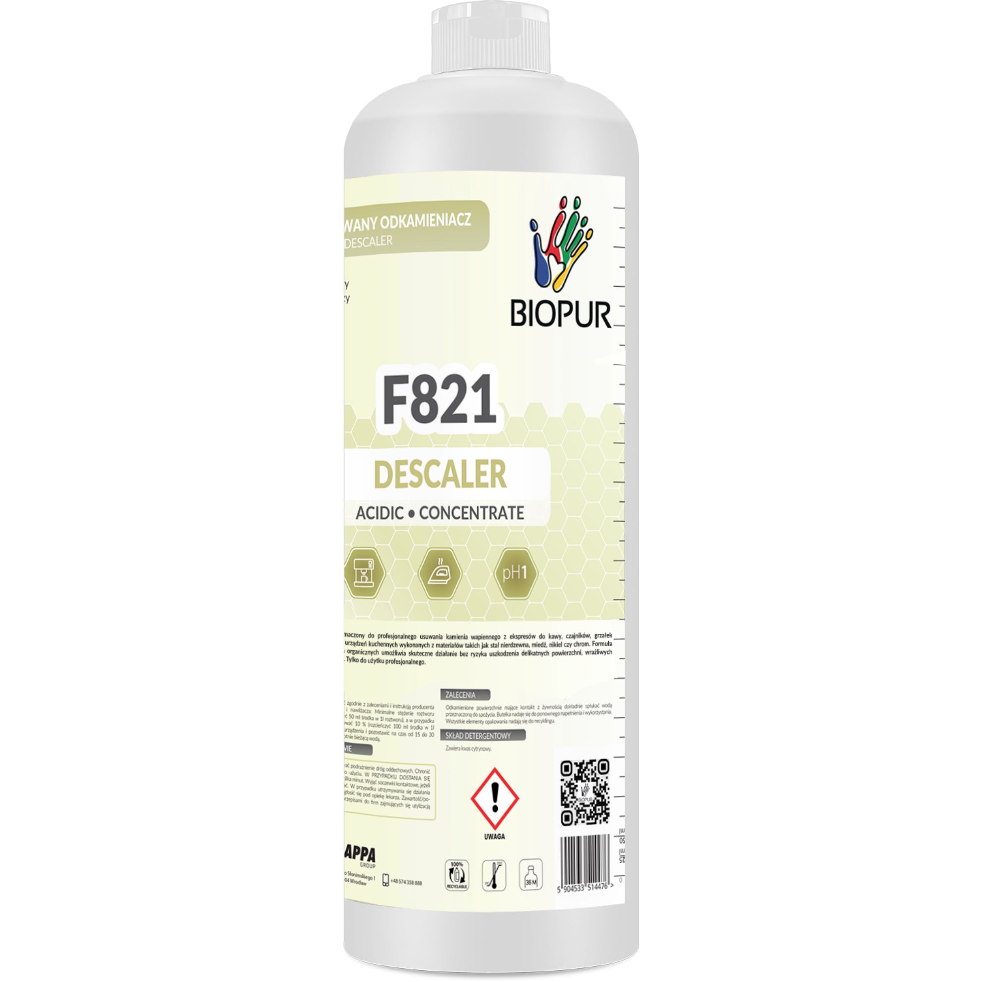 Skoncentrowany odkamieniacz Biopur F821, 1l
