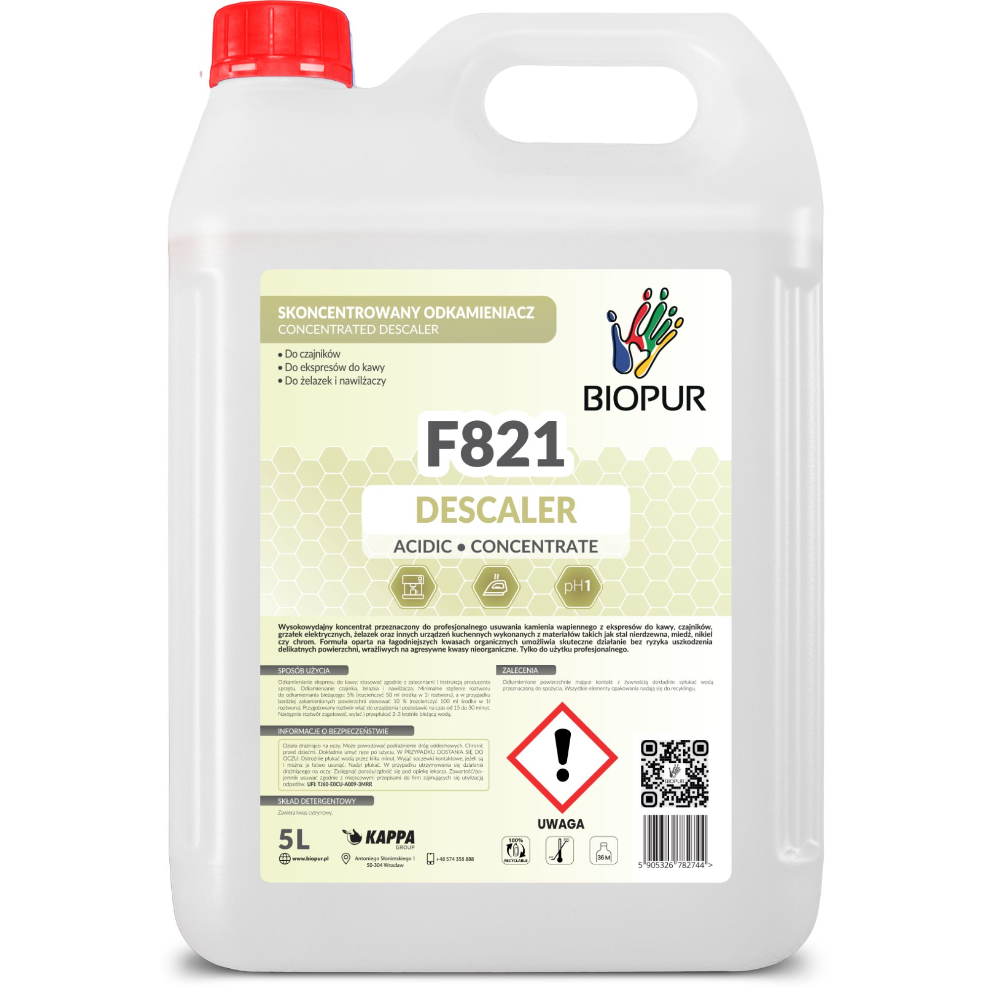 Skoncentrowany odkamieniacz Biopur F821, 5l
