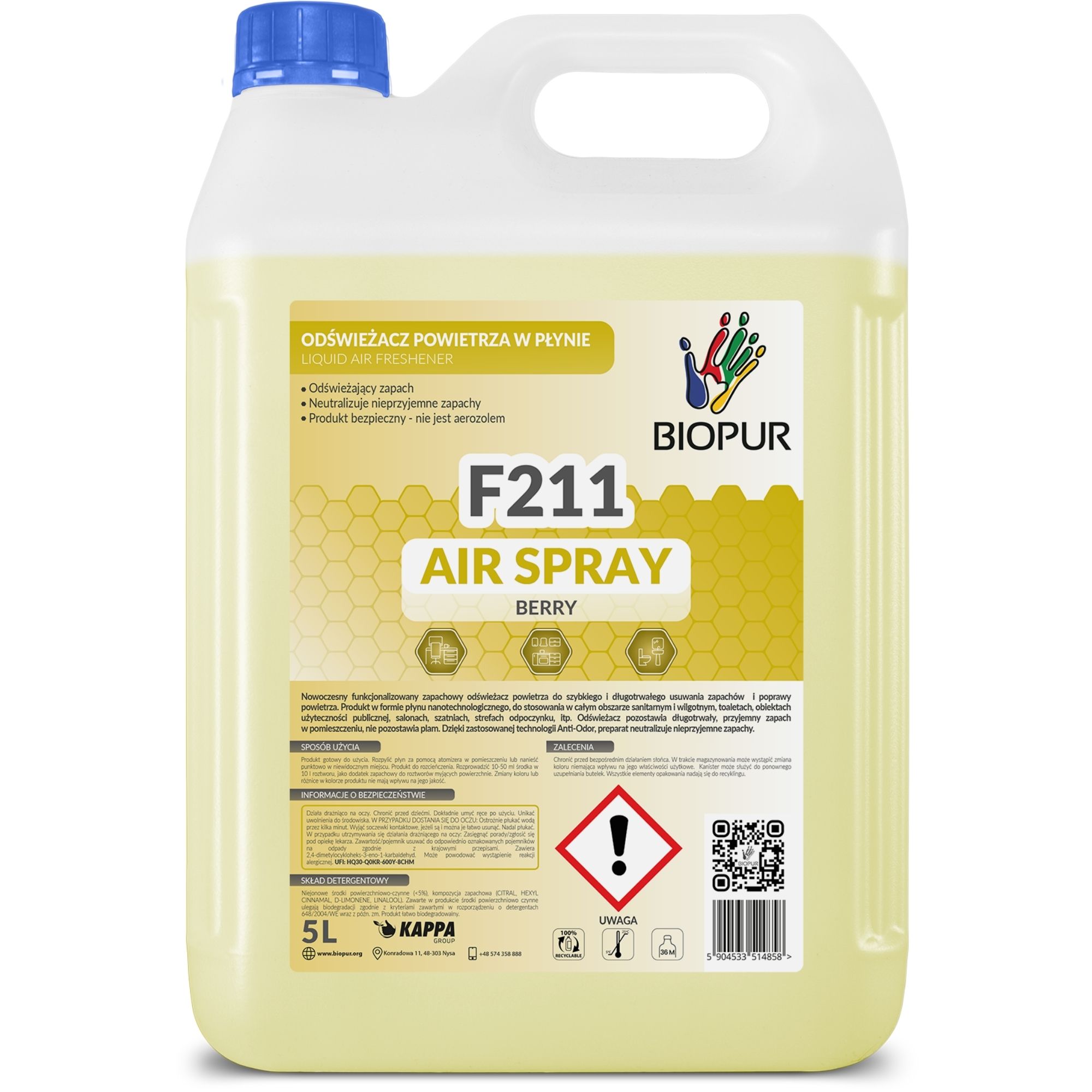 Odświeżacz powietrza w płynie Biopur F211, Berry, 5l