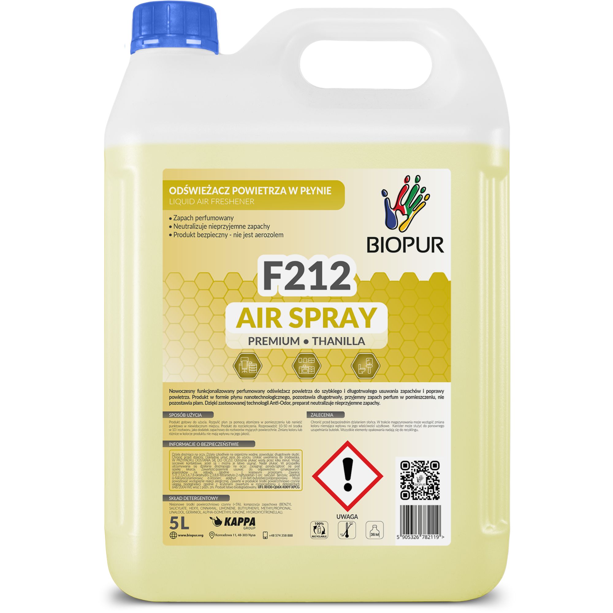 Odświeżacz powietrza w płynie Biopur Premium F212, Thanilla, 5l