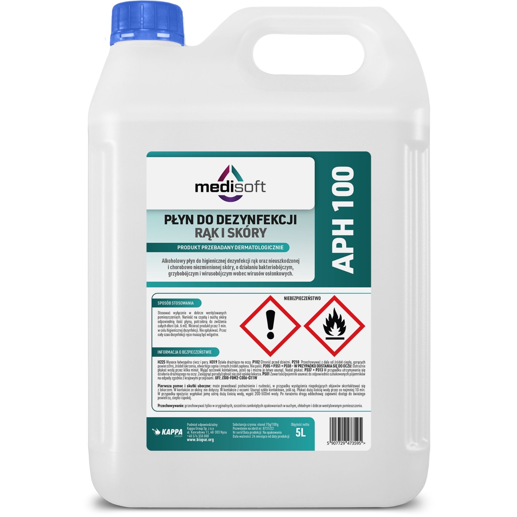 Płyn do dezynfekcji rąk i skóry Medisoft APH 100, 5l