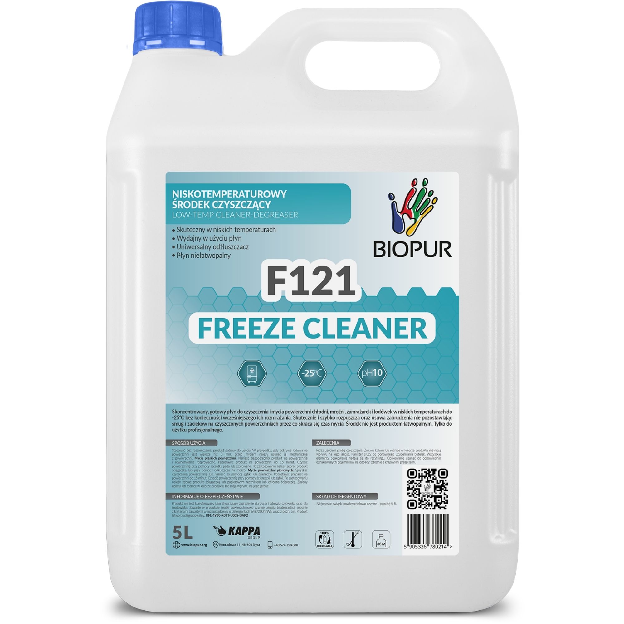 Niskotemperaturowy środek czyszczący Biopur F121, do -25°C, 5l