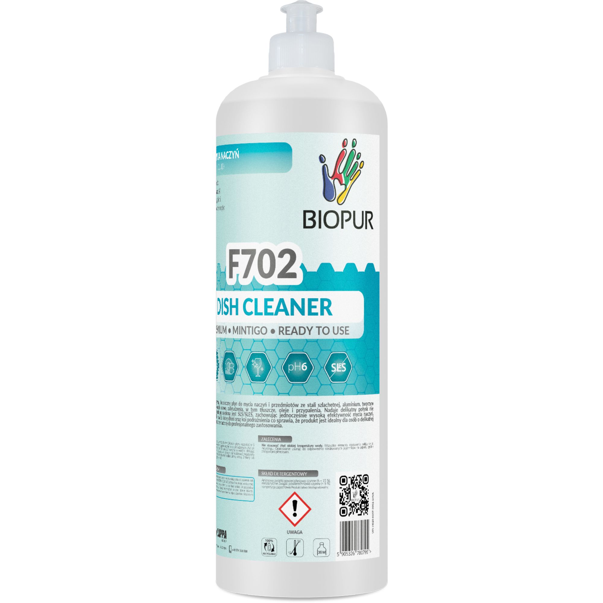 Płyn do mycia naczyń Biopur Premium F702, mintigo, 1l