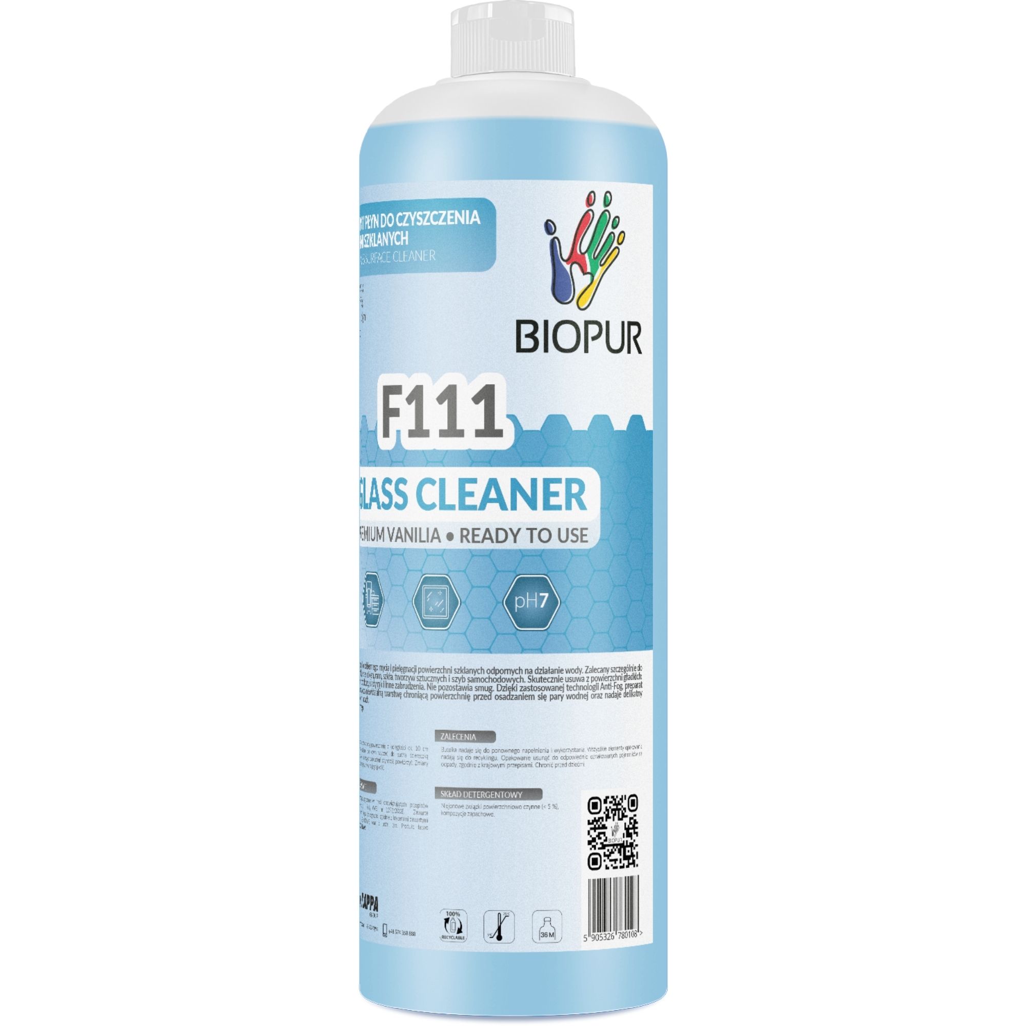 Uniwersalny płyn do czyszczenia powierzchni szklanych Biopur F111, 1l