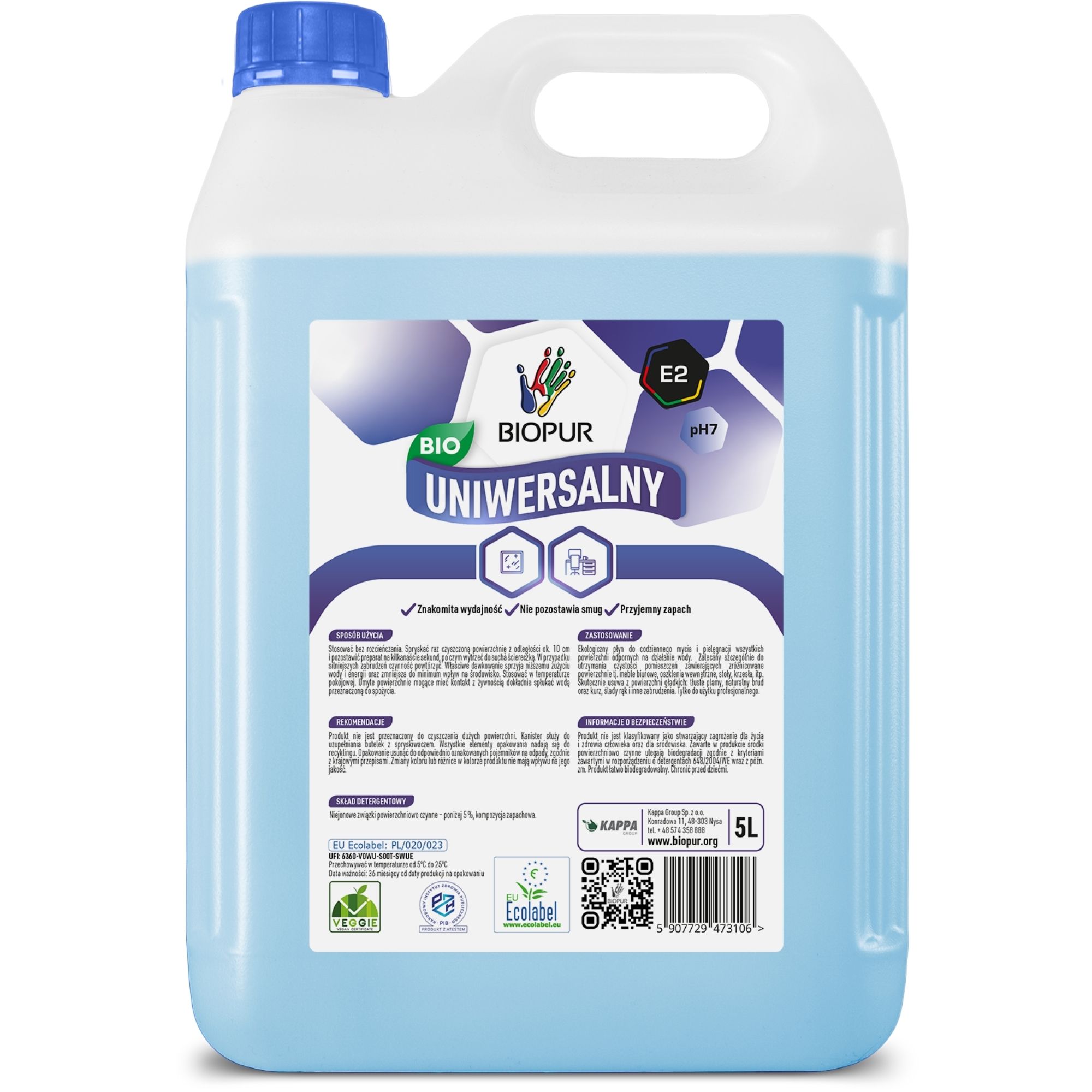 Ekologiczny płyn do mycia powierzchni Biopur E2, 5l