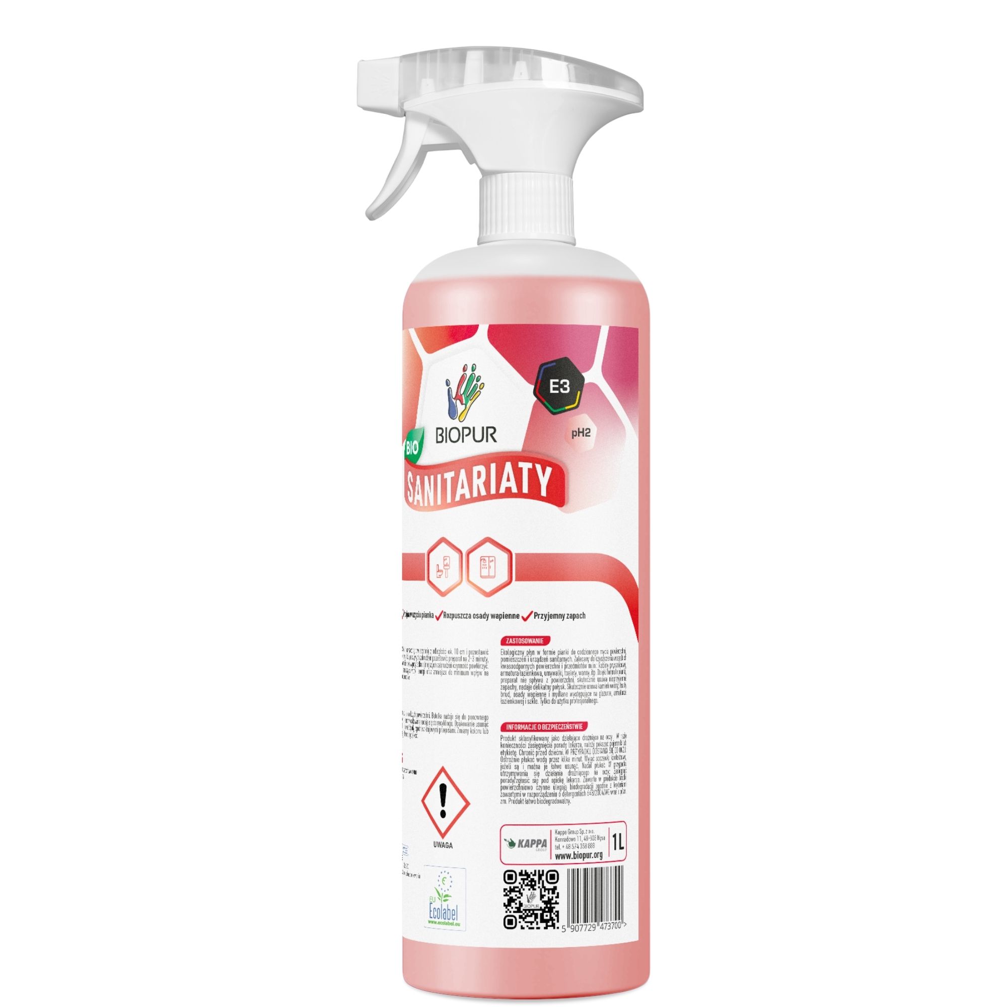 Ekologiczny uniwersalny płyn do mycia sanitariatów Biopur E3, 1l