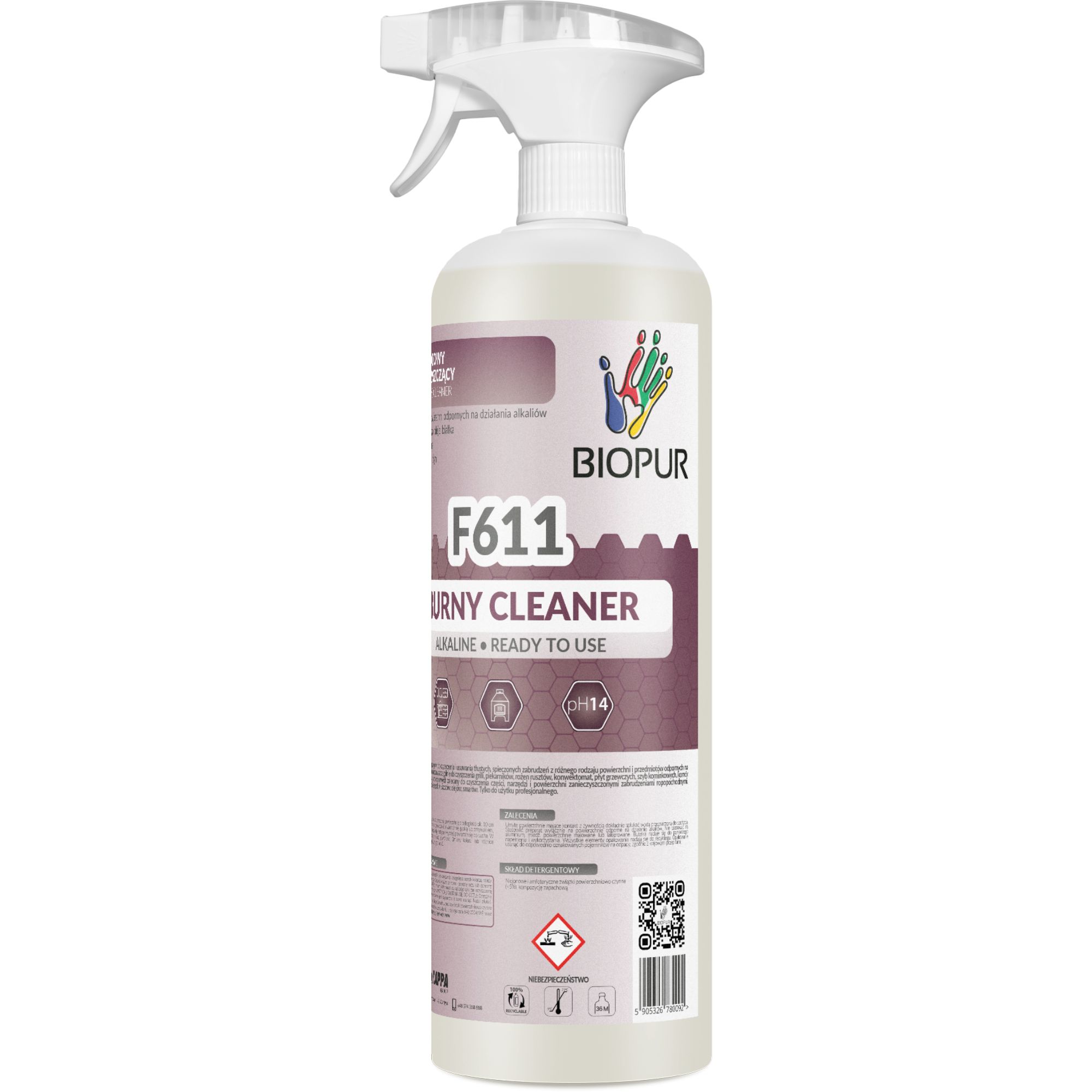 Silnie zasadowy środek czyszczący i odtłuszczający Biopur F611, 1l