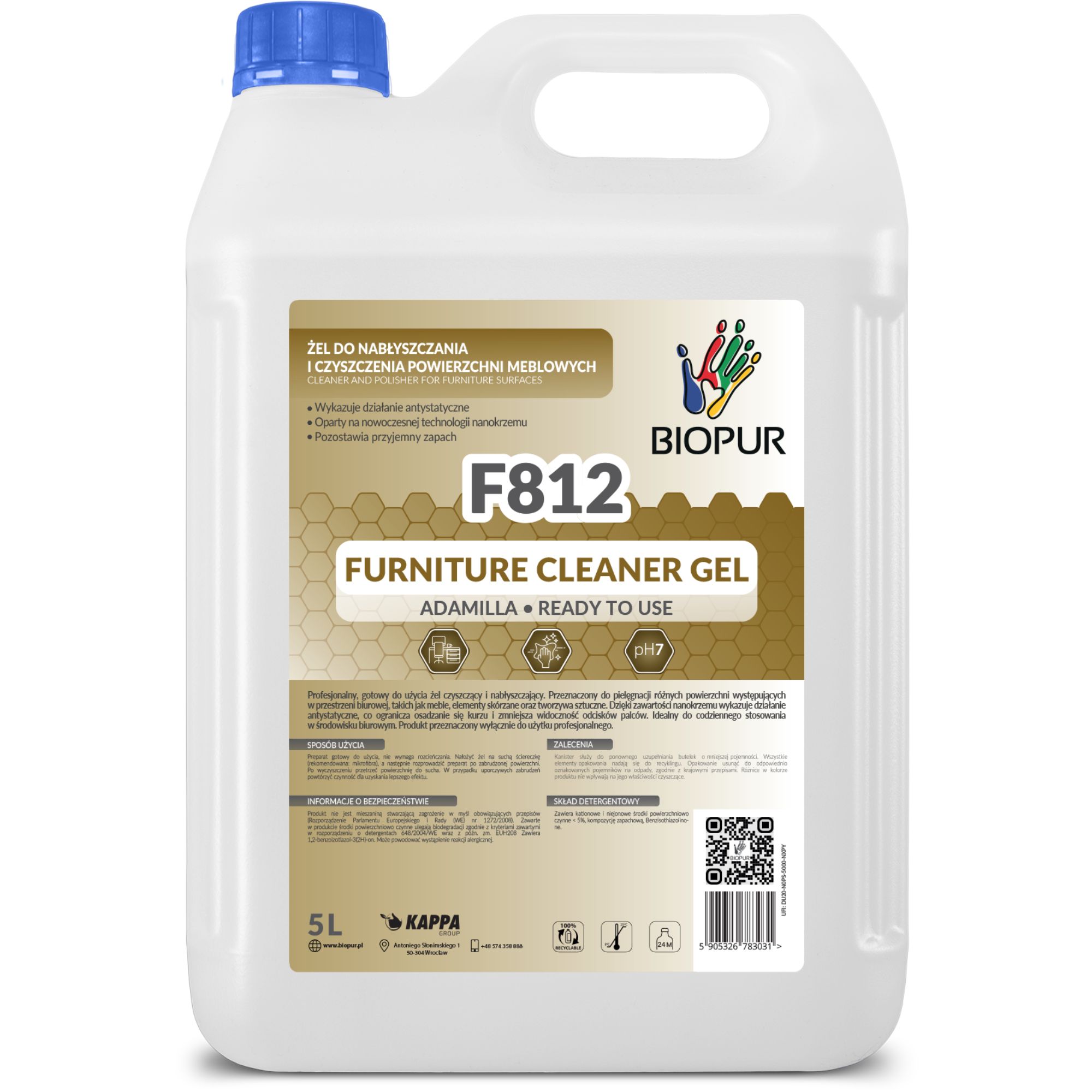 Żel do nabłyszczania i czyszczenia powierzchni meblowych Biopur F812, 5l