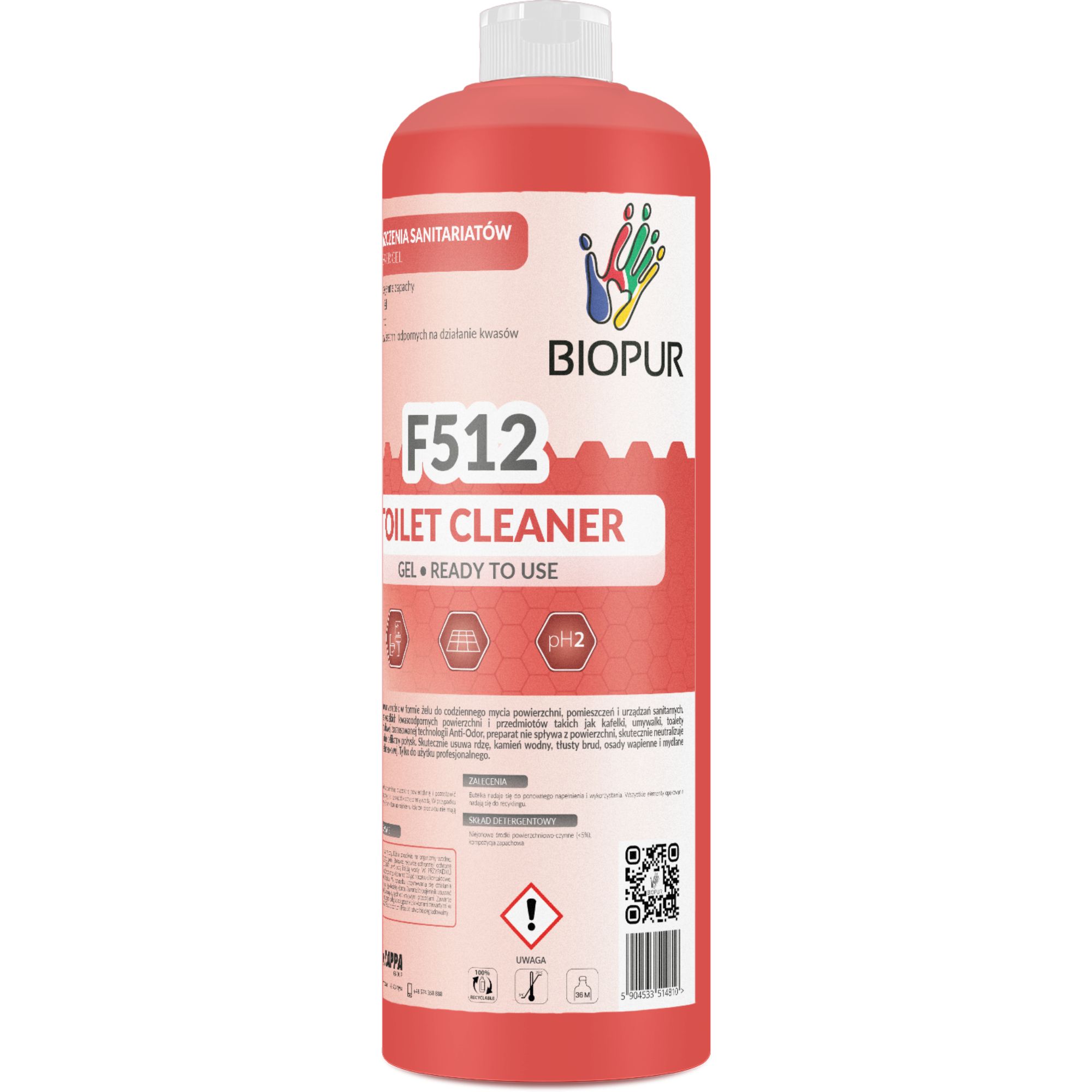 Żel do czyszczenia sanitariatów Biopur F512, 1l