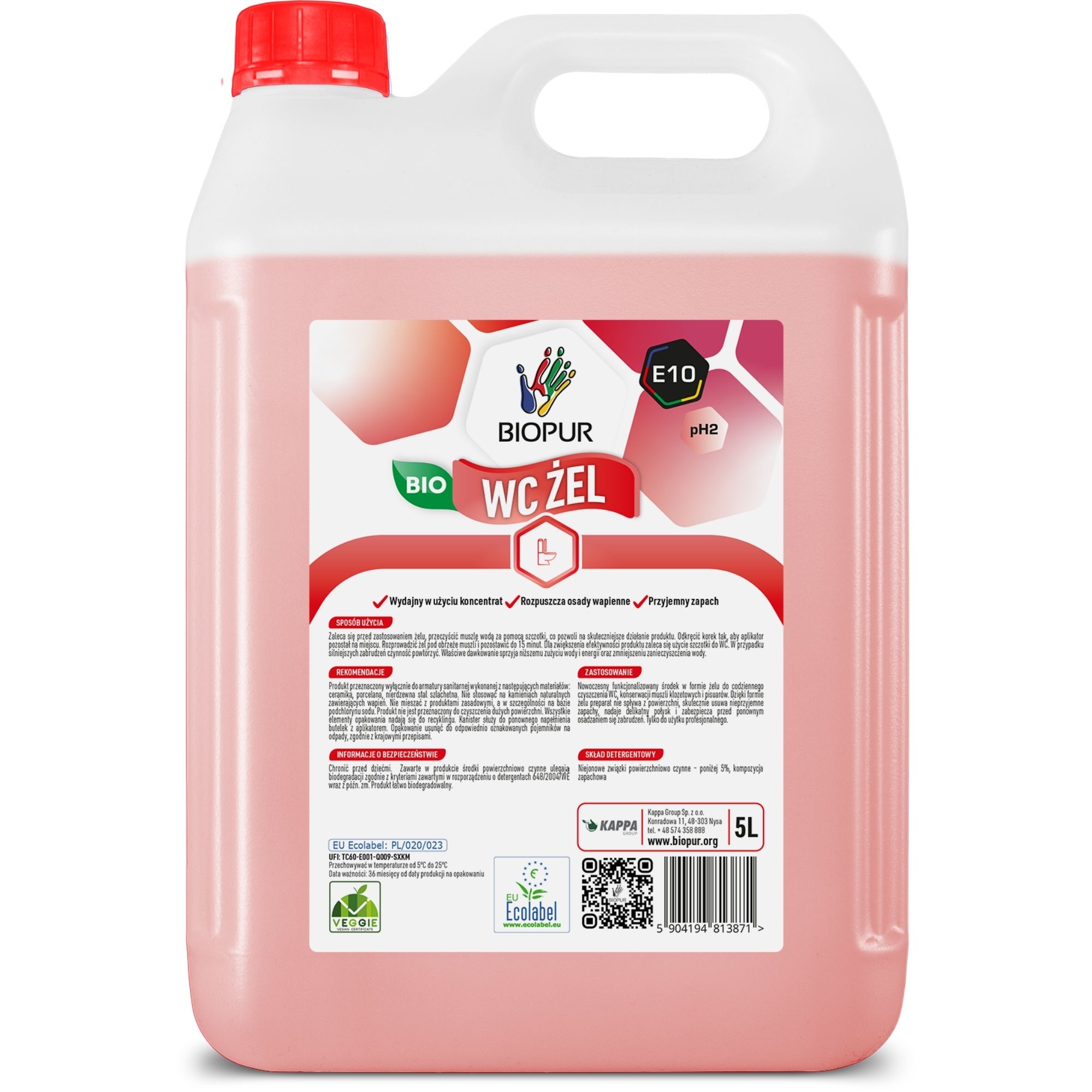 Ekologiczny uniwersalny żel do WC Biopur E10, 5l