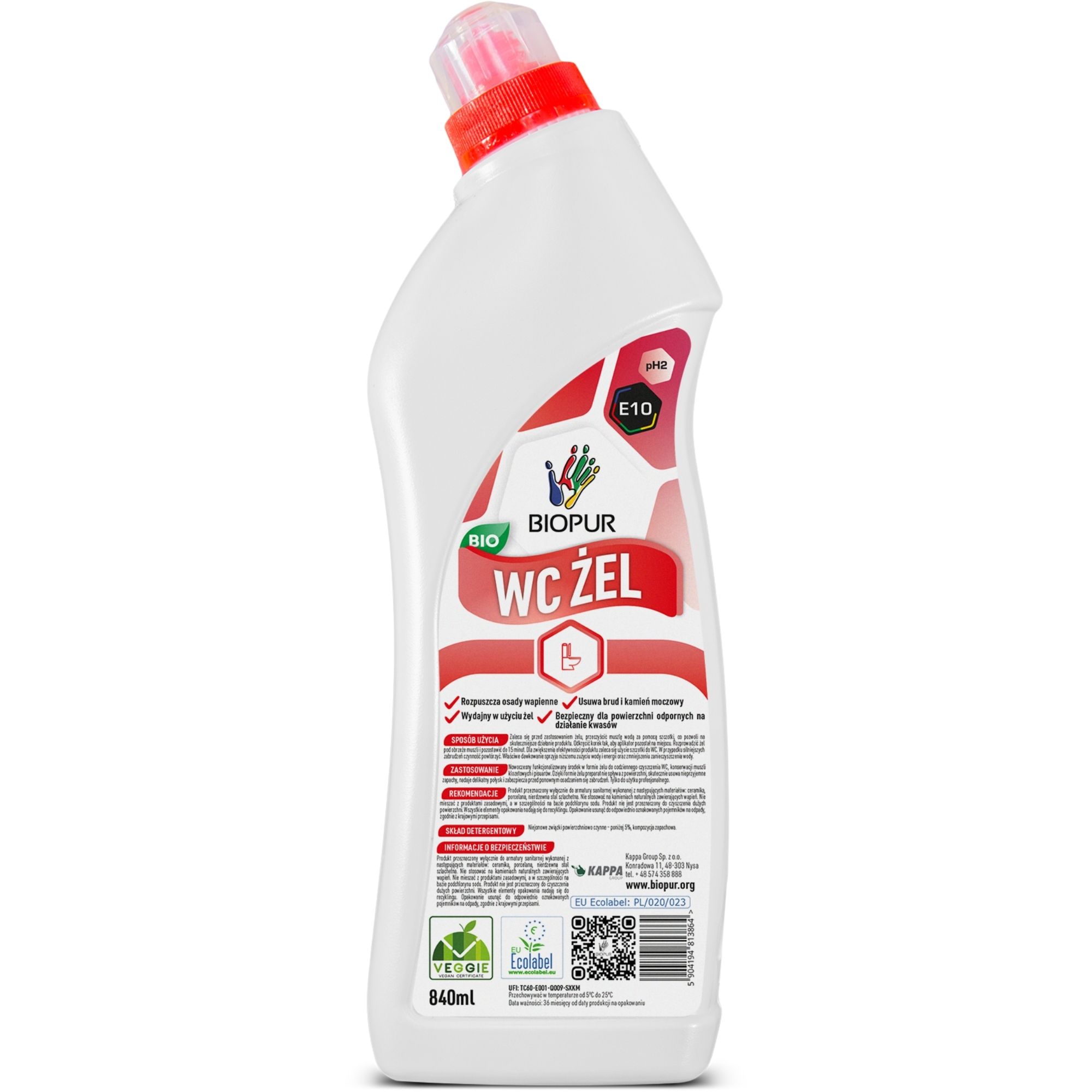 Ekologiczny uniwersalny żel do WC Biopur E10, 840ml