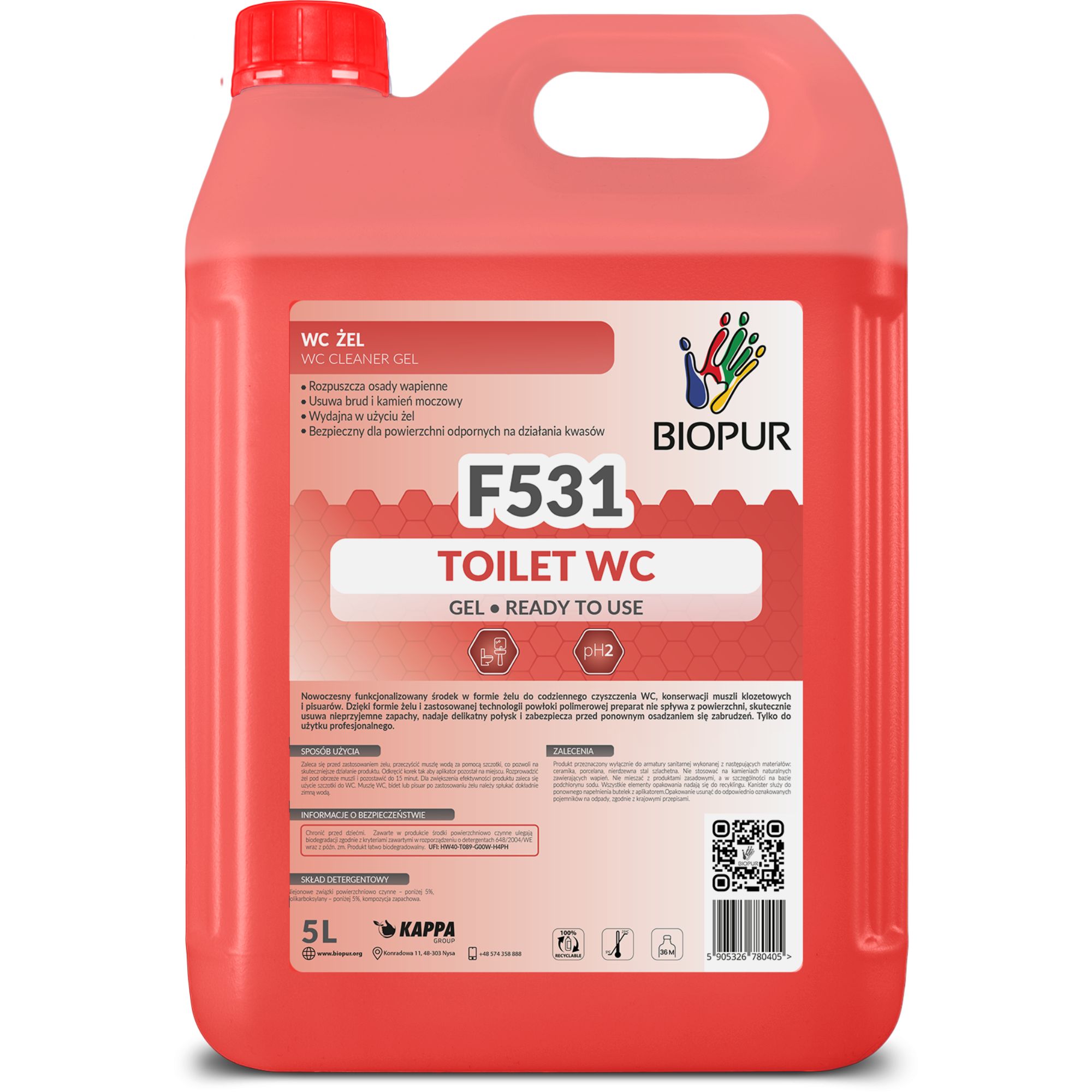 Kwasowy uniwersalny żel do WC Biopur F531, 5l
